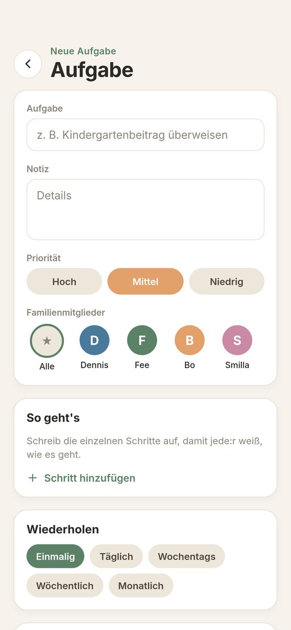 Neue Aufgabe