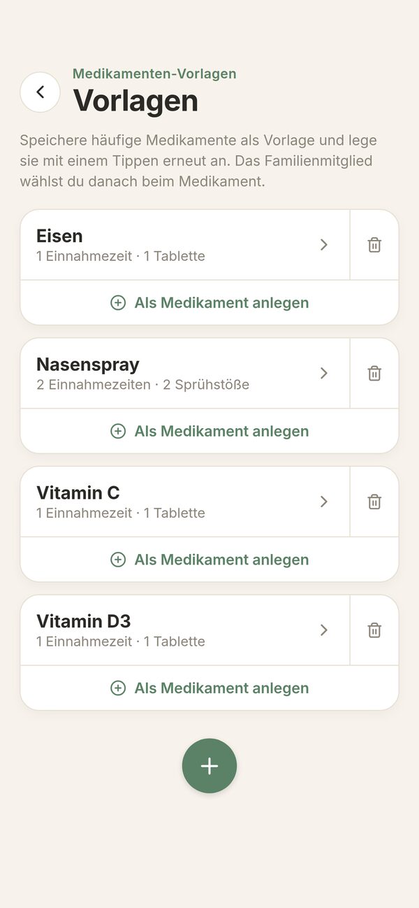 Medikamenten-Vorlagen