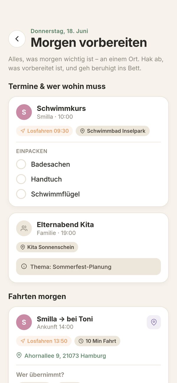 Morgen vorbereiten